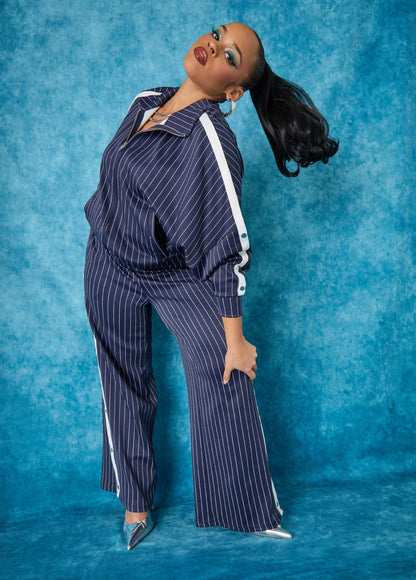 Pinstriped Track Jacket
