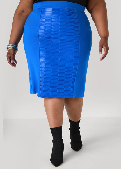Pleated Faux Leather Ponte Skirt