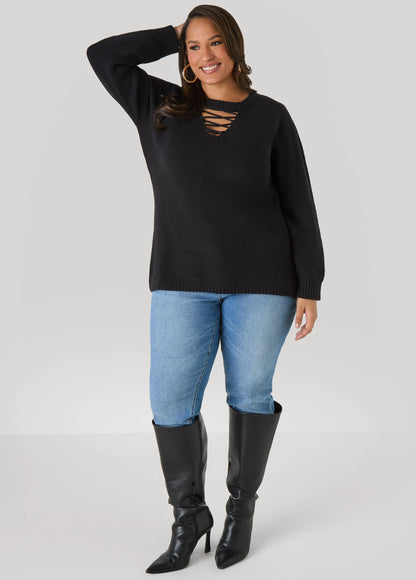 Lace Up Sweater