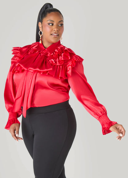 Ruffled Satin Shirt