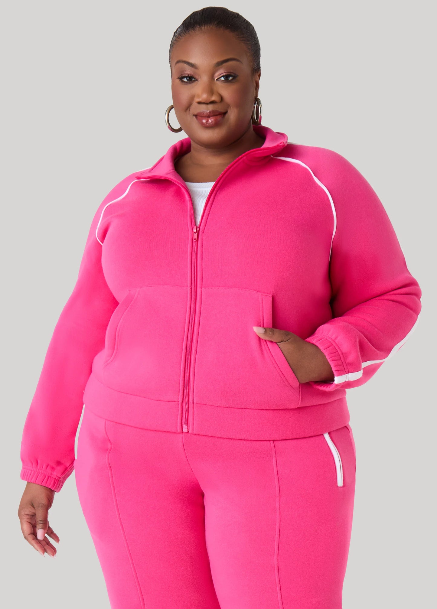 Piped Zip Front Track Jacket