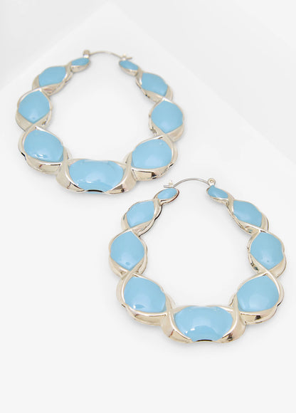 Twisted Stone Hoop Earrings