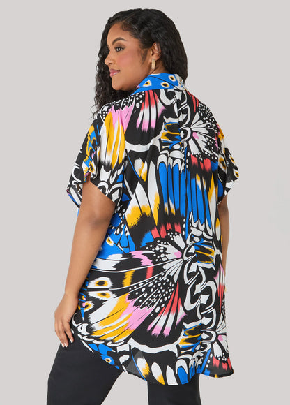 Butterfly Print Hi Low Blouse