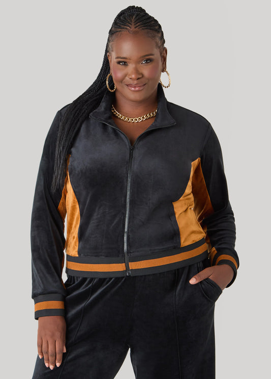 Two Tone Velour Track Jacket