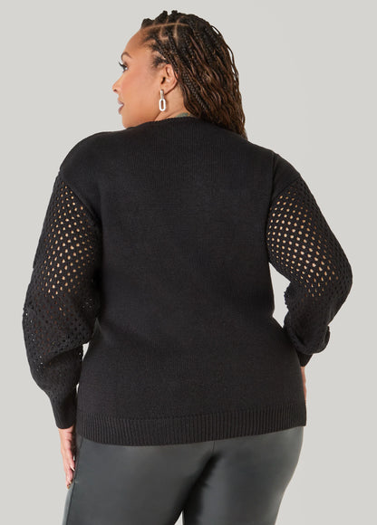 Rose Heart Faux Pearl Sweater