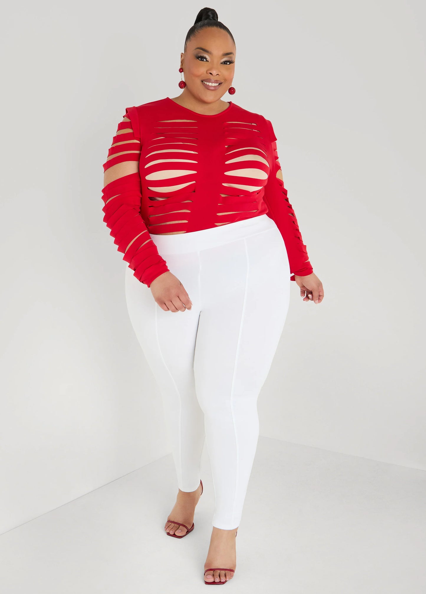 Long Sleeved Laser Cut Scuba Top