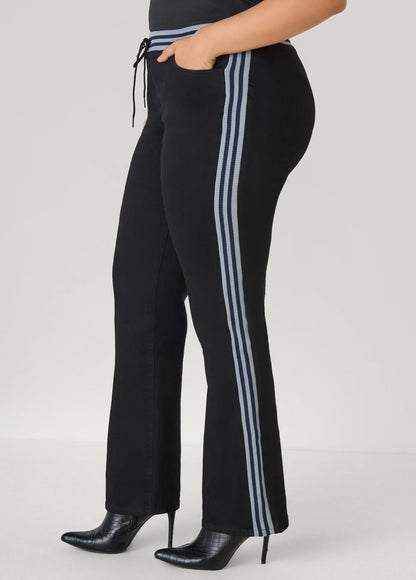 Striped Trimmed Bootcut Jeans