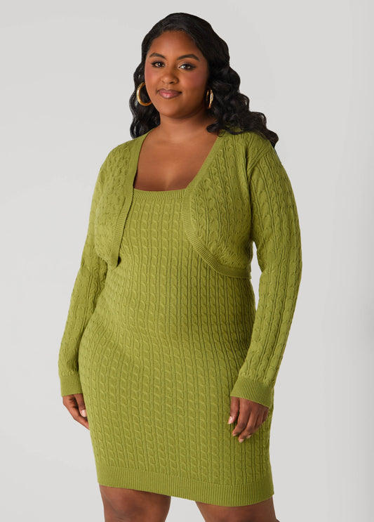 Open Front Cable Knit Bolero