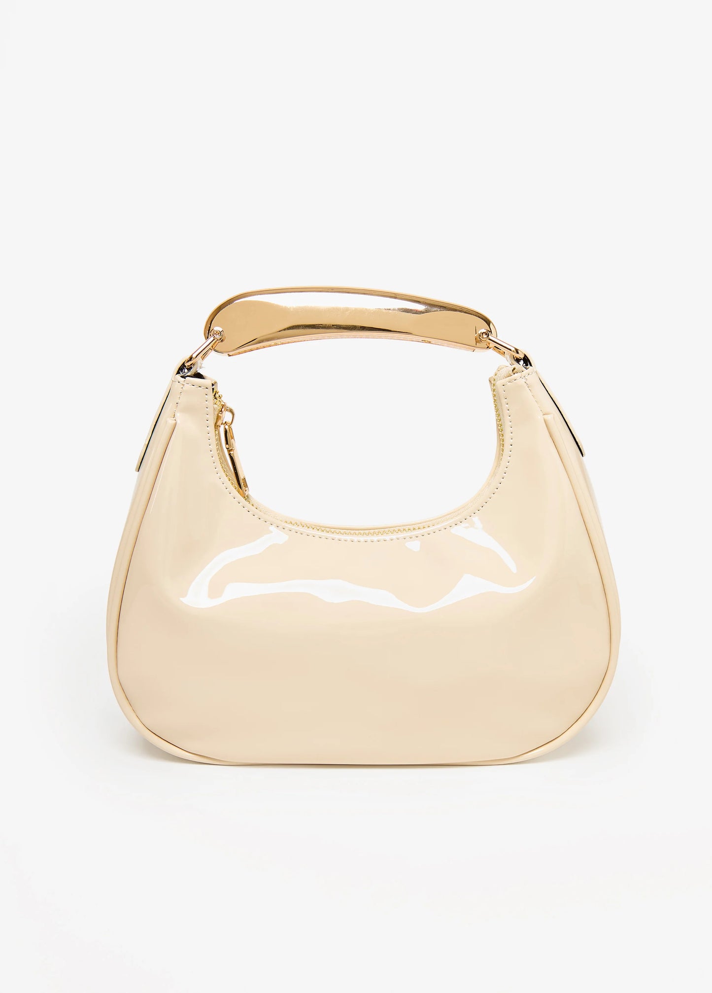 Faux Patent Leather Hobo Bag