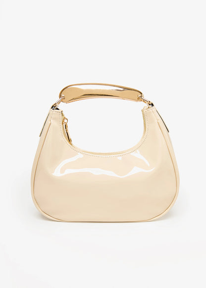 Faux Patent Leather Hobo Bag