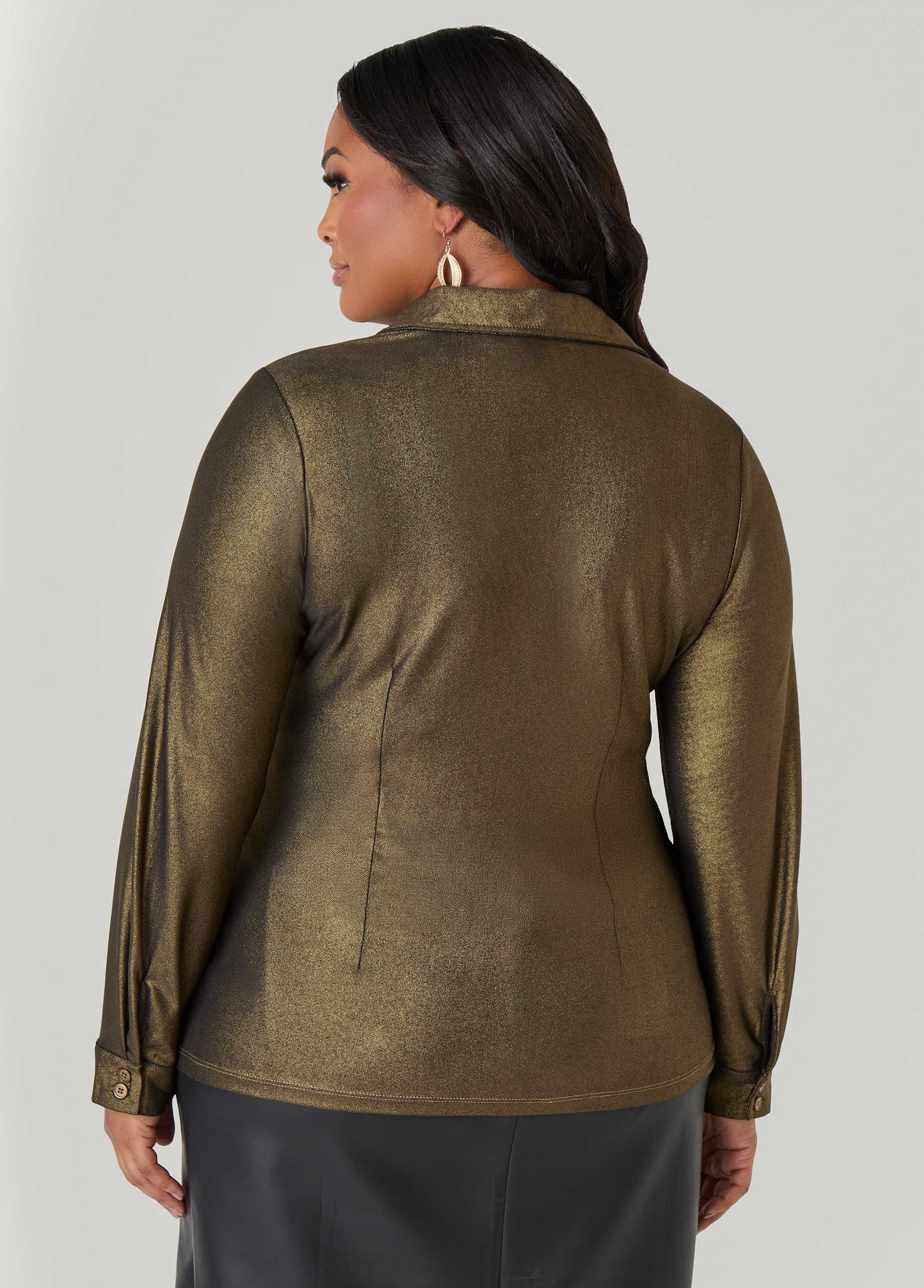 Metallic Stretch Knit Shirt