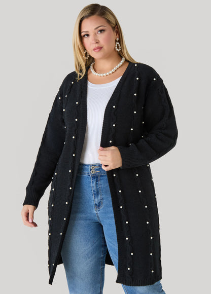 Faux Pearl Chenille Cardigan