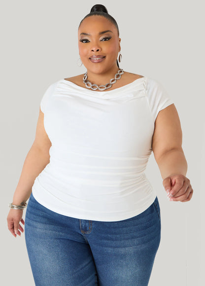 Ruched Cowl Neck Top