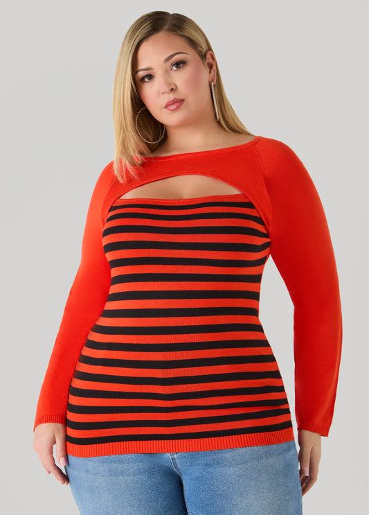 Striped Cutout Sweater