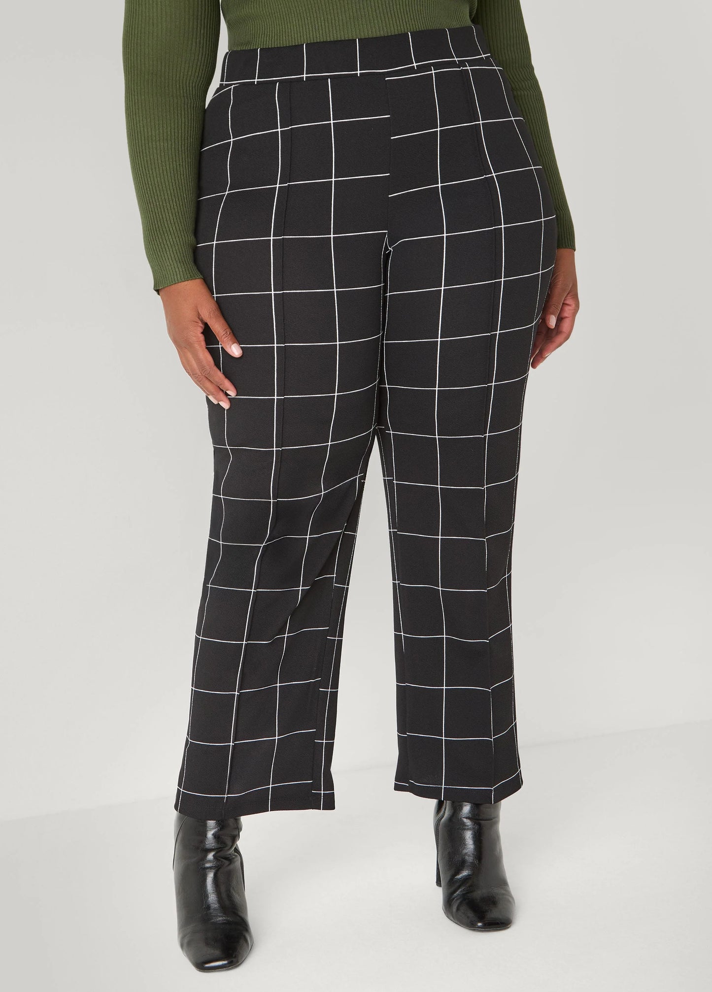 Textured Windowpane Print Pants