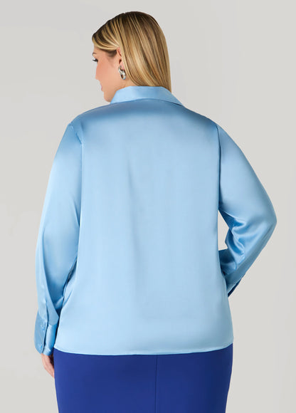 Faux Pocket Satin Shirt