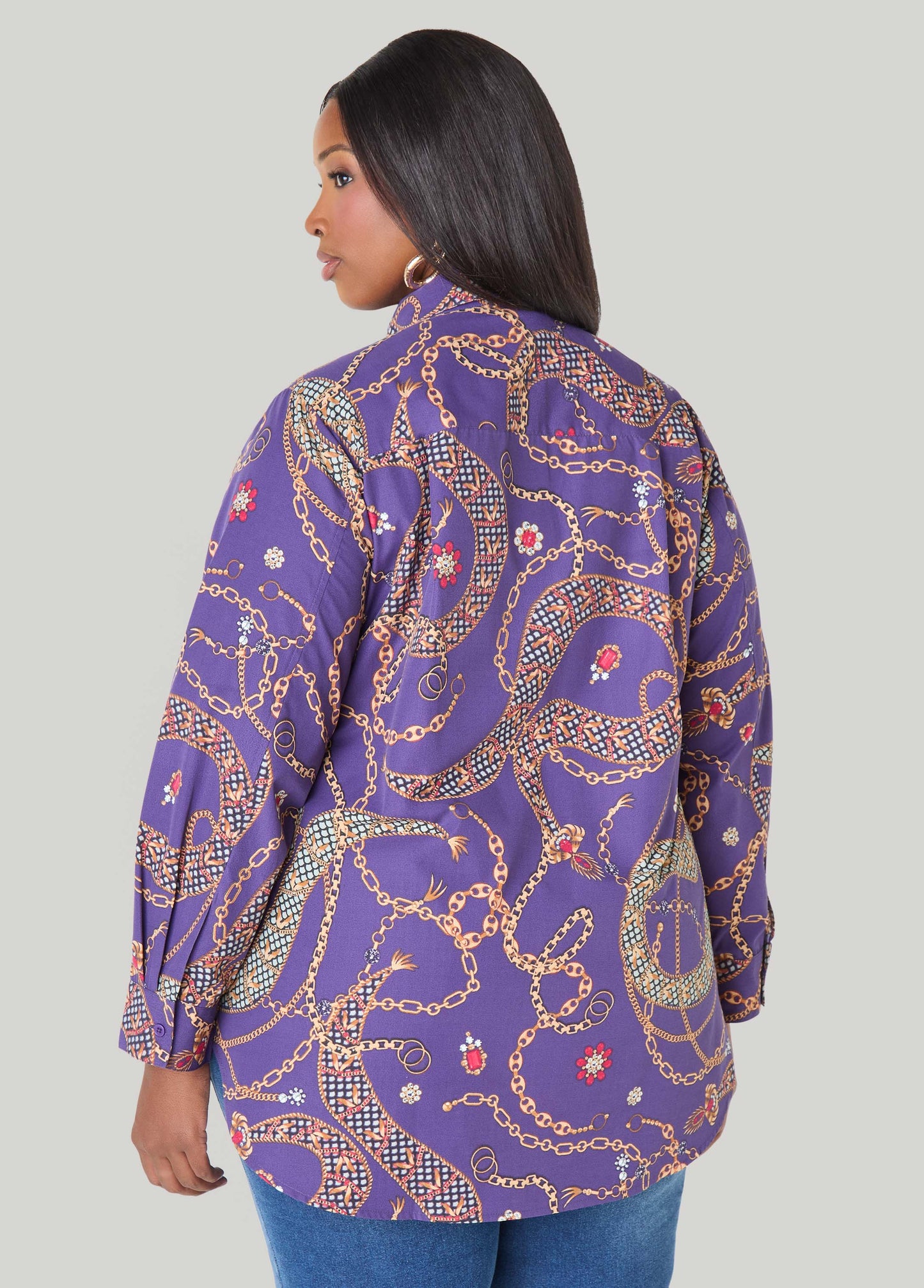 Chain Print Cotton Blend Shirt