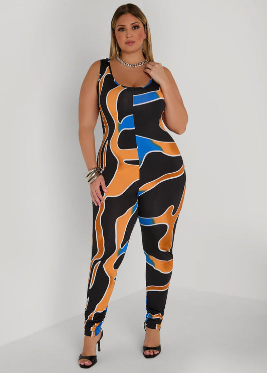 Abstract Print Catsuit