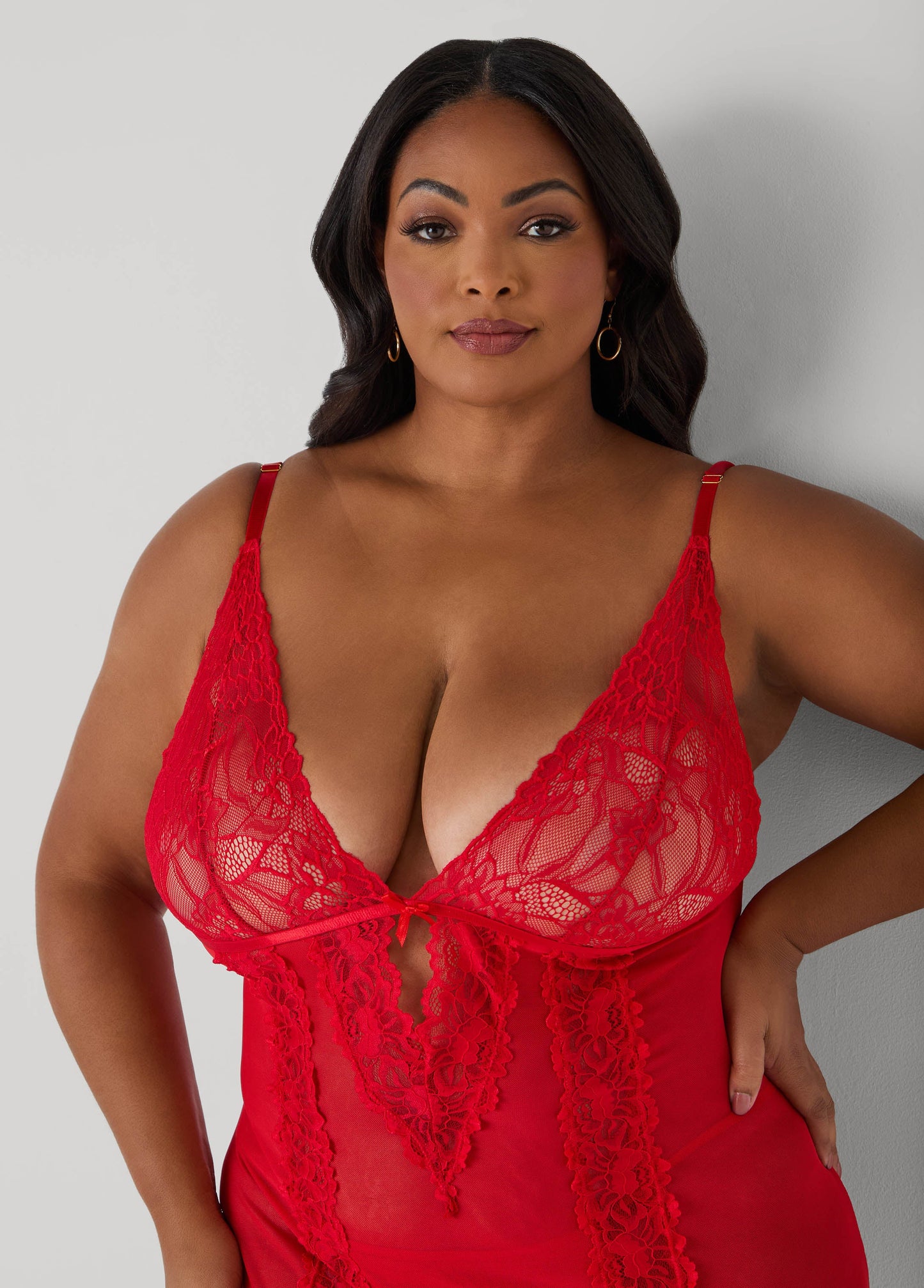 Lace And Mesh Lingerie Gown Set