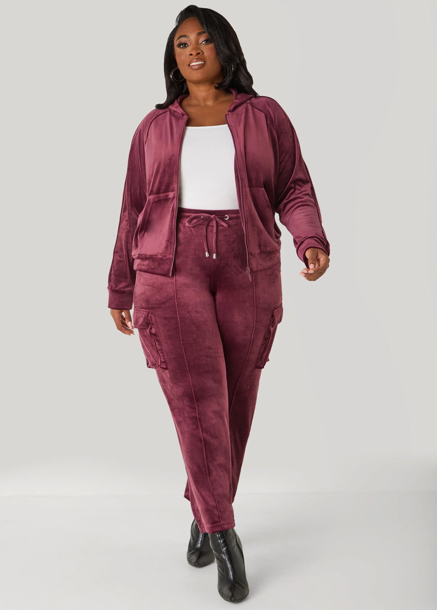 Hooded Velour Track Jacket