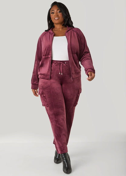 Hooded Velour Track Jacket