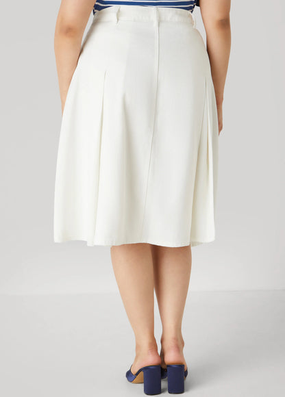 Pleated A Line Denim Skirt