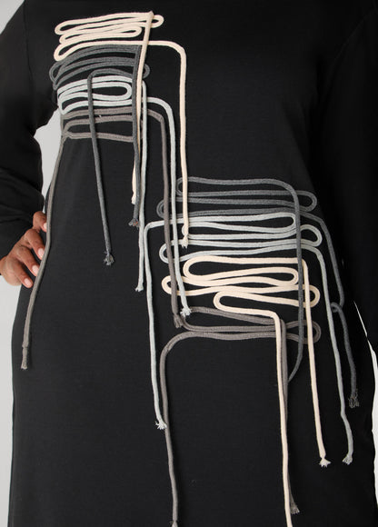 Shoelace Embellished Sweatshirt Dress