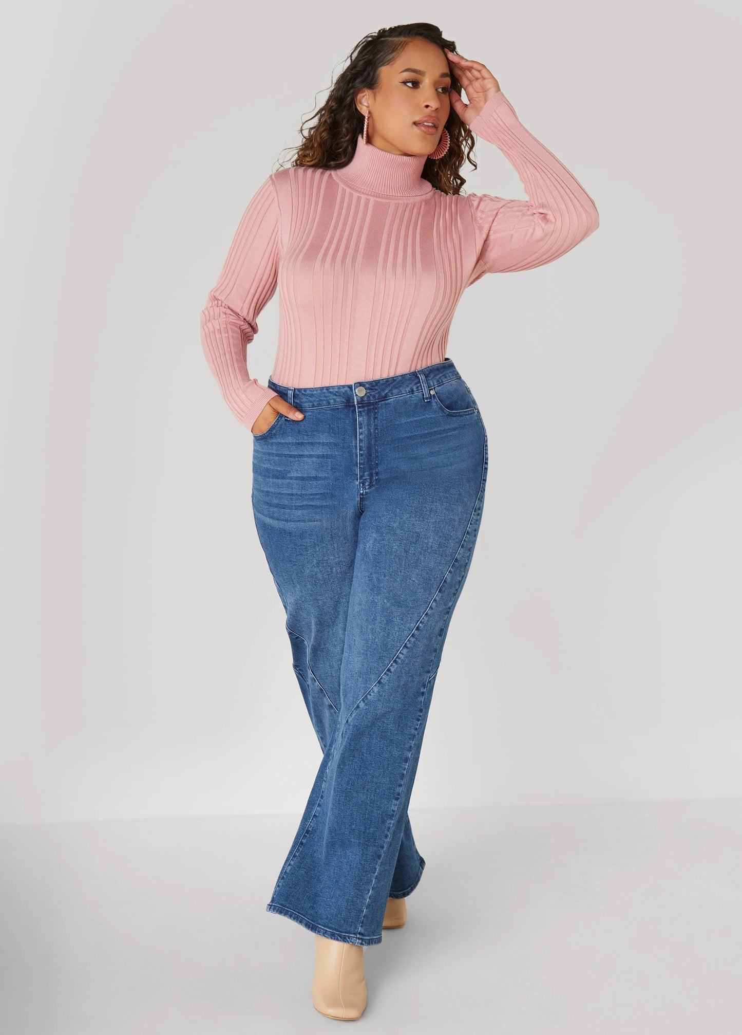 Ribbed Knit Turtleneck Sweater