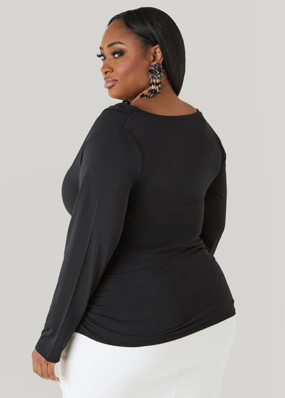 Cowl Neck Ruched Top