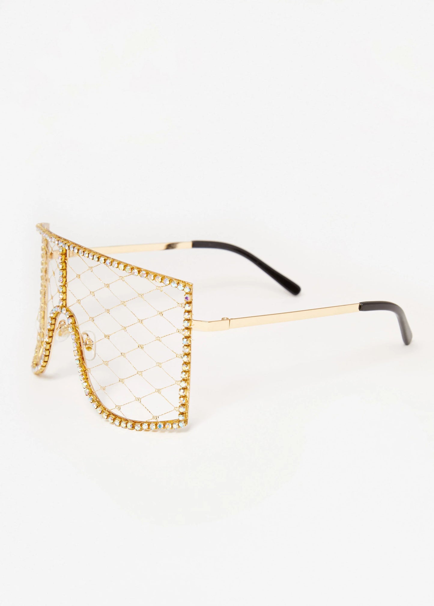 Crystal Caged Shield Sunglasses