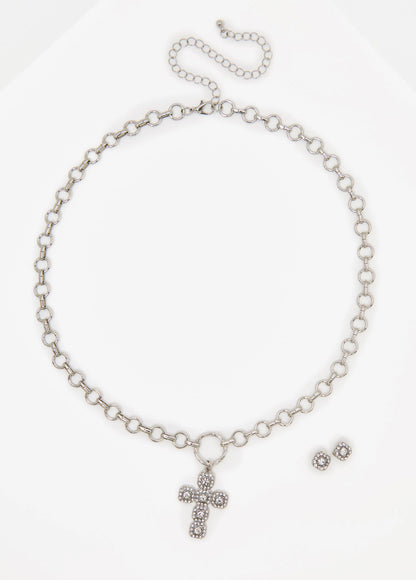 Crystal Cross Necklace Box Set