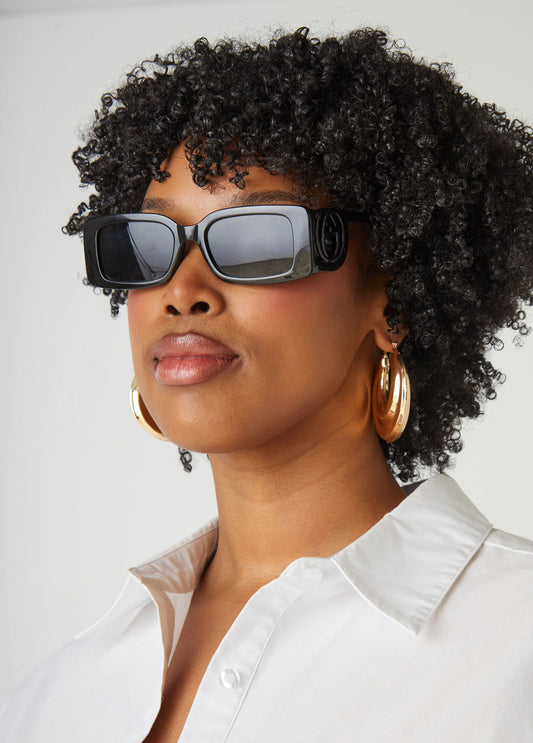 Swirl Detail Rectangle Sunglasses